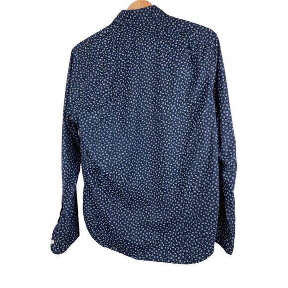 J. Crew Flex Washed Size M Slim Navy Blue Long Sleeve Floral Button Up Shirt - Picture 4 of 8